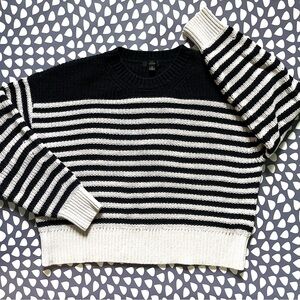 J Crew nautical boxy crewneck sweater stripes